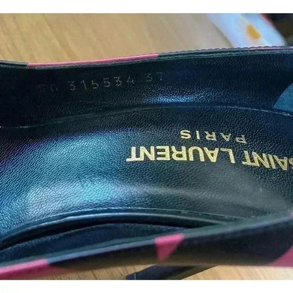 Saint Laurent YSL Pumps Big Heart Paris Pointed Toe Stiletto Leather Heels 37 7 - Picture 7 of 10